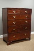 George III mahogany tall chest, two short and four long drawers, bracket feet, W110cm, H136cm,