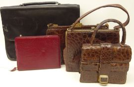 Three vintage Crocodile skin handbags,