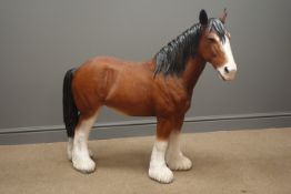 Large composite garden shire horse figure, H99cm,