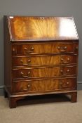 Reproduction mahogany bureau, fall front above four drawers, W77cm, H96cm,