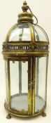 Bronze finish classical style hexagonal dome top glass lantern with carrying handle,