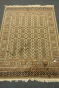 Persian Bokhara design green ground rug/wall hanging, 230cm,