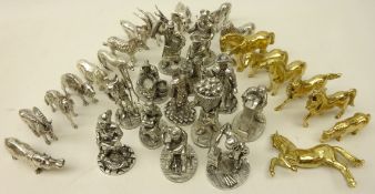 Thirty-two Royal Hampshire Art Foundry gilt metal & pewter figures including Horses,