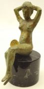 Claudio Parigi (Italian 1954-) bronze figure 'Slot-Machine' on cylindrical plinth, signed, H18.