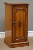 Edwardian pine Bedside Cabinet, with panel door printed inlaid decoration, W36cm,