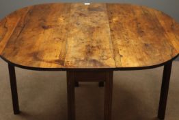 19th century mahogany and rosewood dining table, drop leaf with rounded ends, gate leg action base,