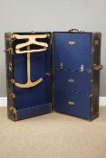 'The Orderlee' metal bound Wardrobe trunk with fitted interior, H100cm,