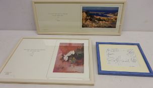 Two Christmas cards signed by Edward Seago (British 1910-1974) and pen drawing signed by Rolf
