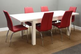 Gloss white extending dining table with two additional leaves (91cm x 151cm - 221cm (extended)),