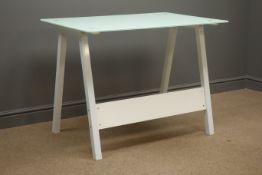 John Lewis white finish and glass top desk, 70cm x 100cm,