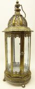 Bronze finish classical eight sided glass lantern with carrying handle, D21cm,