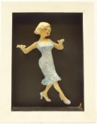 Stoneware fired figure 'Rumba' by Elizabeth Potter (Scarborough, North Yorkshire) in framed display,