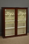 Early 20th century walnut glazed cabinet with reproduction hand painted 'Fry's Milk Chocolate'