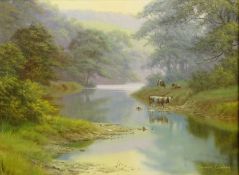 Cattle by a River Landscape,