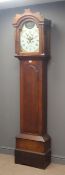 Early 19th century oak longcase clock, stepped arch trunk door,