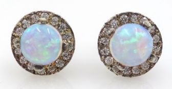 Pair of silver opal and stone set ear-rings Condition Report <a href='//www.