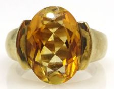 Gold contemporary oval citrine ring, hallmarked 9ct Condition Report Approx 8.