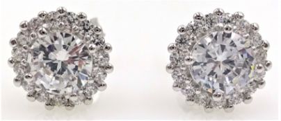 Pair of silver cubic zirconia stud ear-rings stamped 925 Condition Report <a