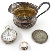 Georgian silver cream jug, Victorian silver crown 1890,