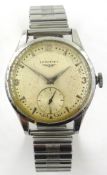 Longines 1950's stainless steel wristwatch with original Fixoflex bracelet Condition