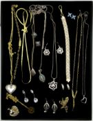 Stone set silver and silver-gilt bracelets, pendant necklaces,