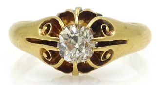 18ct gold single stone old cut diamond ring, Birmingham 1899, approx 0.