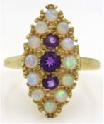 Amethyst and opal silver-gilt ring stamped SIL Condition Report Size M-N<a