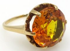 14ct gold large single stone citrine ring stamped 585 Condition Report Approx 6.