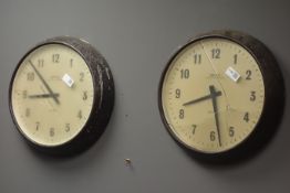 Four 'Smiths' bakelite circular slave clocks