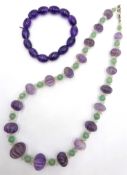 Nepalese bead necklace and an amethyst bracelet Condition Report <a href='//www.