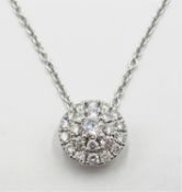 18ct white gold diamond pendant necklace hallmarked Condition Report Pendant length