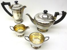 Silver four piece tea set by Ernest W Haywood Birmingham 1945 approx 35oz gross Condition