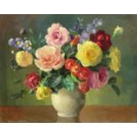 Still Life of Roses and Aster Alpinus,