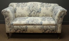 Edwardian two seat drop end settee in Warwick fabric with a Nonance pattern,