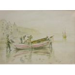 Fishing Boat Gratitude at Robin Hood's Bay, watercolour signed with monogram J C and dated 1902,