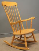 Elm and beach stick back farmhouse rocking chair, W63cm, H99cm,