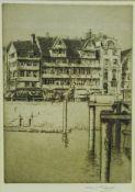 Waterside Scene, etching signed in pencil by Arthur James Turrell (British 1871-1936) 23.5cm x 16.