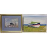 'Pilot' and Lifeboat at Sea, 20th century watercolour signed and dated 1982 by R.