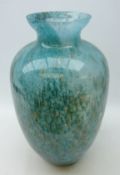 Large blue mottled Murano vase, Murano sticker to base,