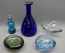 Three Holmegaard glass dishes,