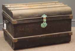 Victorian painted tin trunk, hinged lid wth stays, W78cm, H48cm,