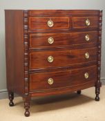 Regency mahogany bow front chest,