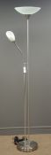 Silver finish uplighter with adjustable reading light H182cm (This item is PAT tested - 5 day