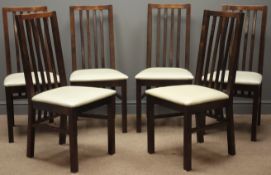 Set six walnut high back dining chairs, W45cm, H95cm,