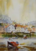 Across the River, Whitby, 20th century watercolour signed by Rob Wilson, titled verso 35.5cm x 25.