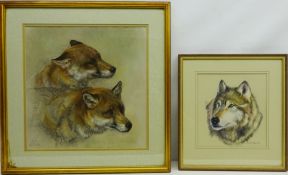 'Old Dog and Vixen', pastel signed with monogram by Sheila Armstrong, titled,
