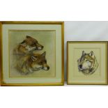 'Old Dog and Vixen', pastel signed with monogram by Sheila Armstrong, titled,