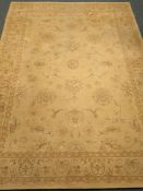 Chinese sandy ground rug, floral design, with repeating border, W200cm,