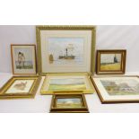 Collection of watercolours and oils including 'Waterwitch', signed by J Barrie Whiting,