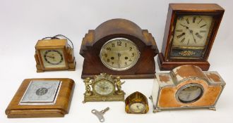 Victorian mahogany cased American mantle clock, Art Deco oak cased mantle clock,